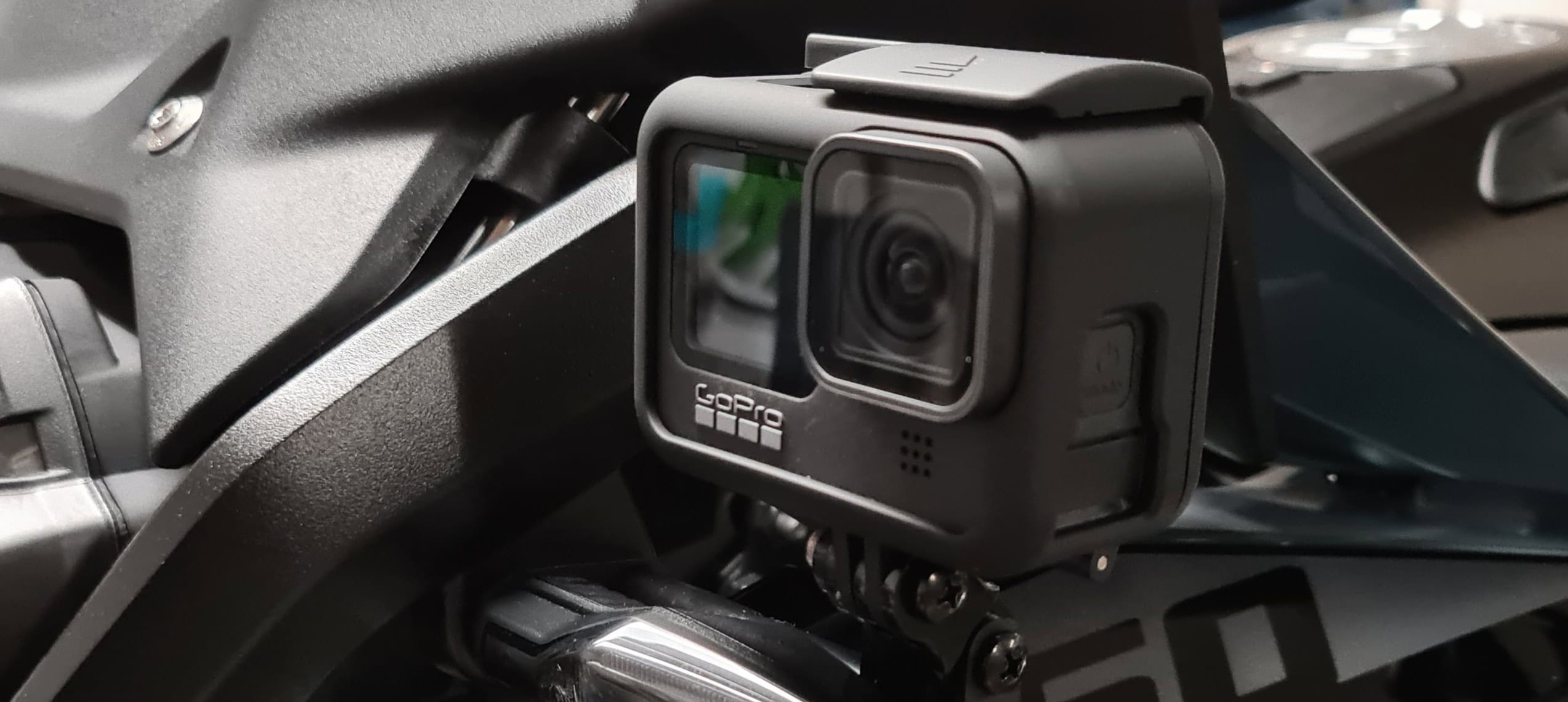 GoPro Kamera an einem Motorrad