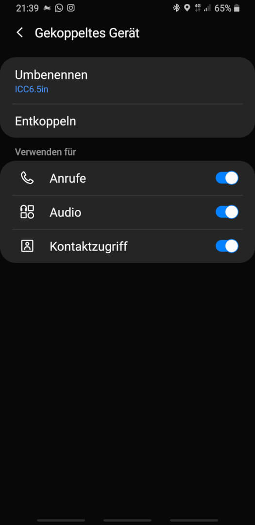 Bluetooth Einstellungen Smartphone mit BMW TFT Display und BMW Navigator