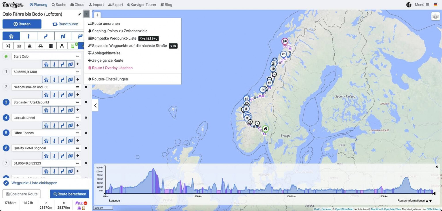 Map Animation Using Kurviger Routenplanung mit Kurviger.de - Hobbyfahrer.de