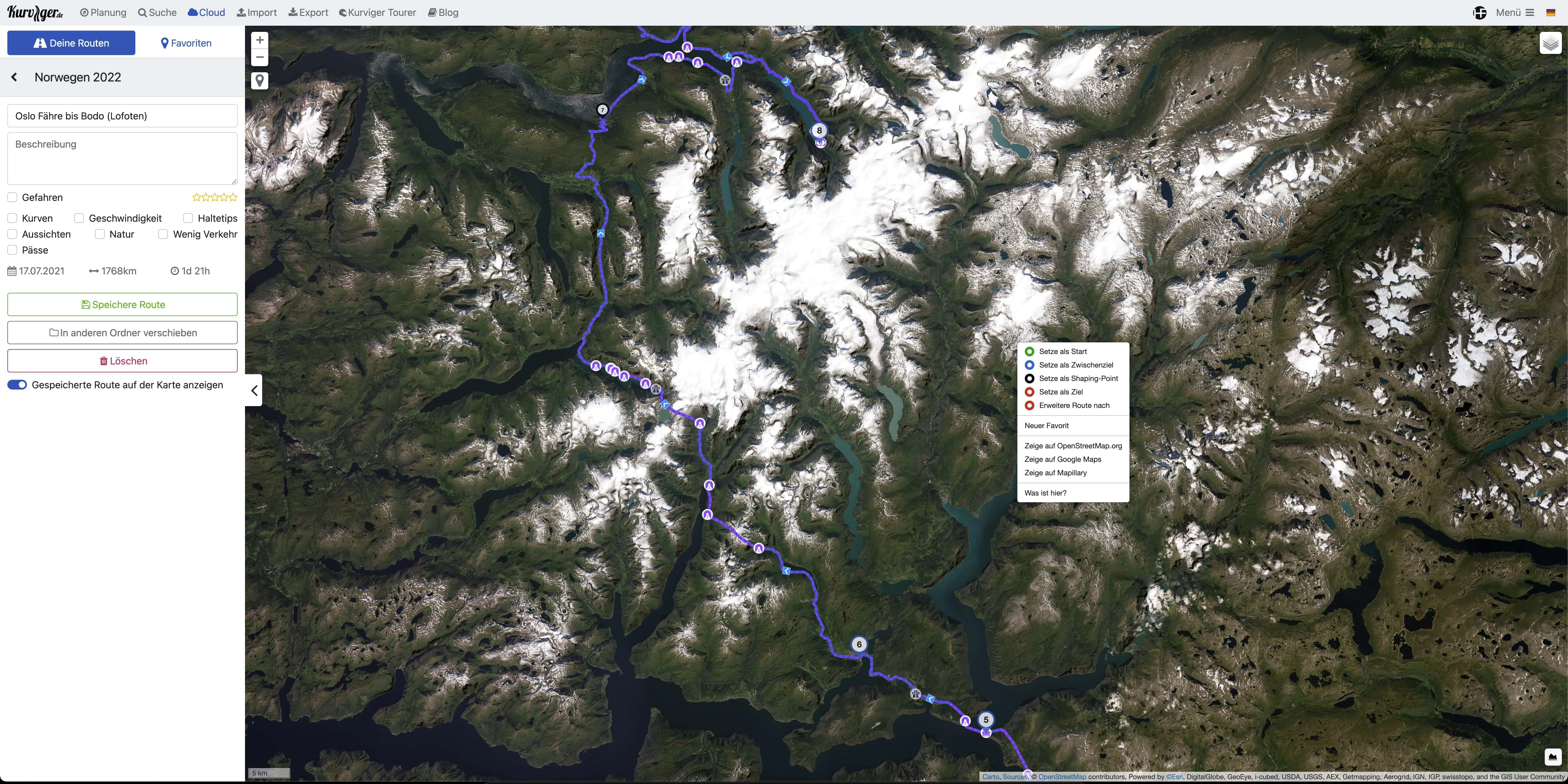 Map Animation Using Kurviger Routenplanung mit Kurviger.de - Hobbyfahrer.de
