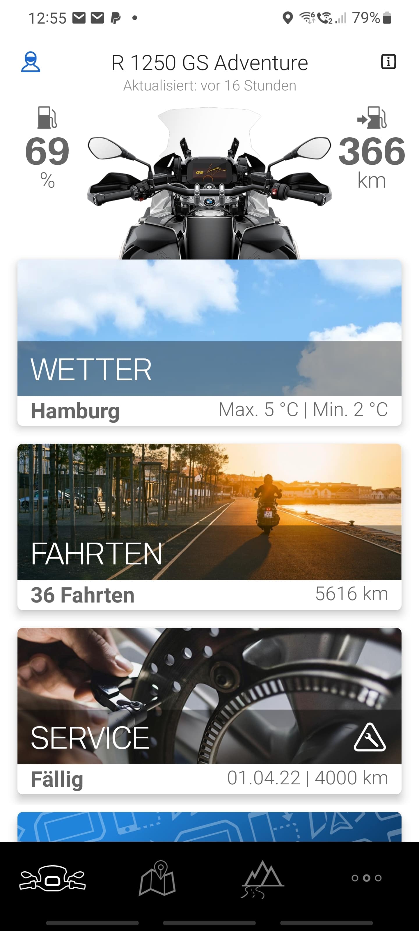 Ansicht App BMW Connected Ride Cradle