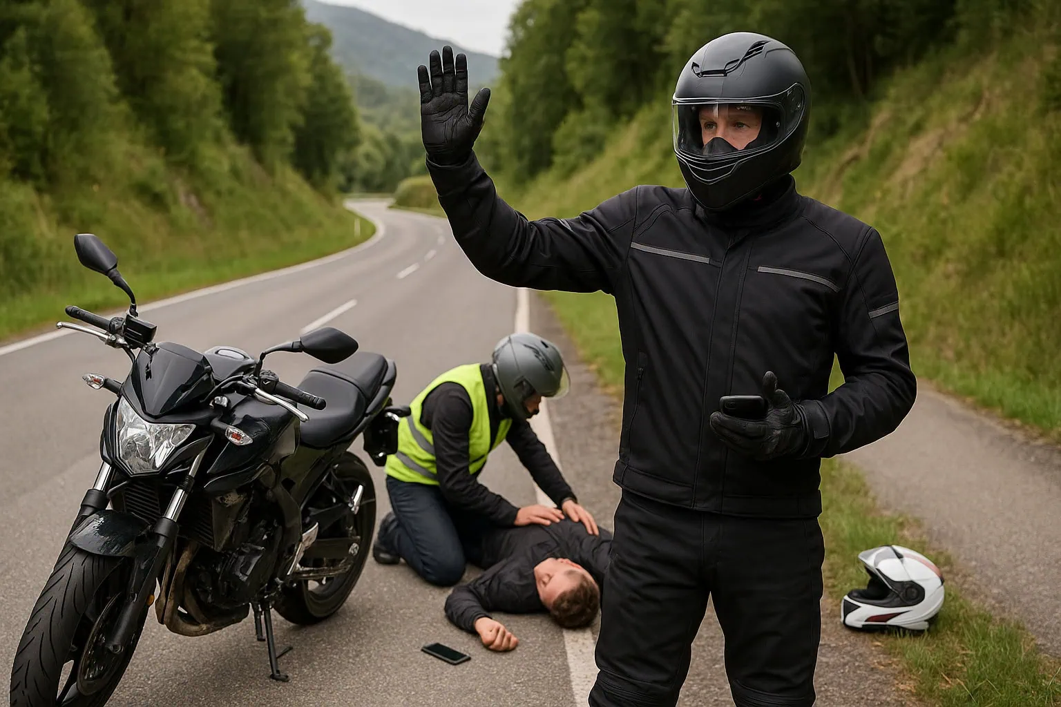 Verhalten bei einem Motorradunfall