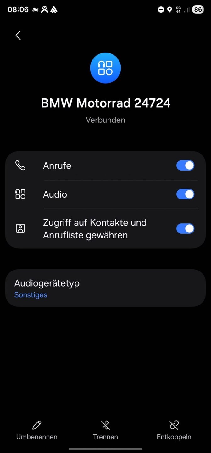 Bluetooth-Einstellungen mit dem BMW TFT Display